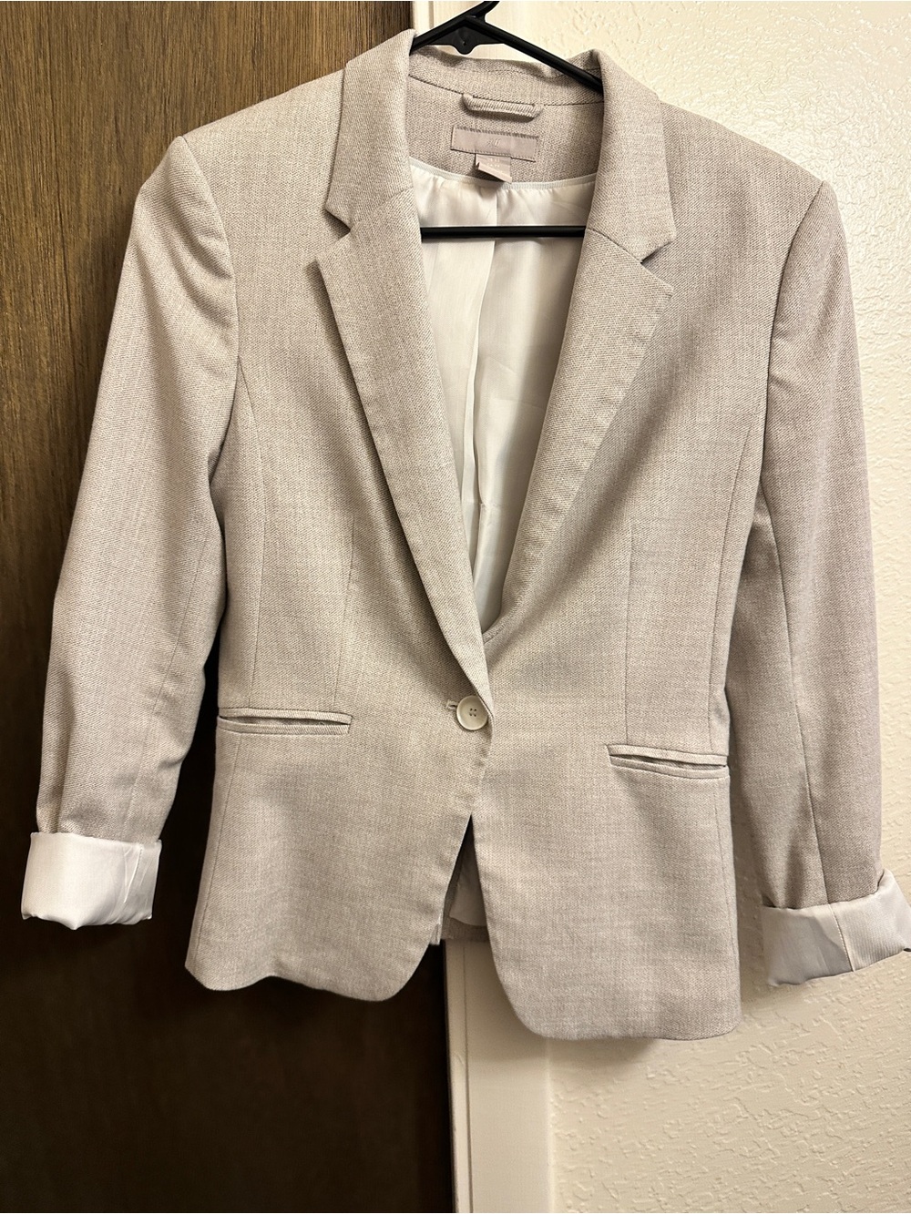 H&M Light Gray/ Tan Single-Button Women's Blazer